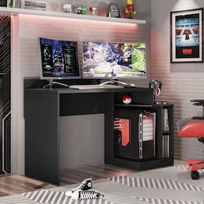 Mesa Gamer Control Espresso Móveis Preto Fosco Liso