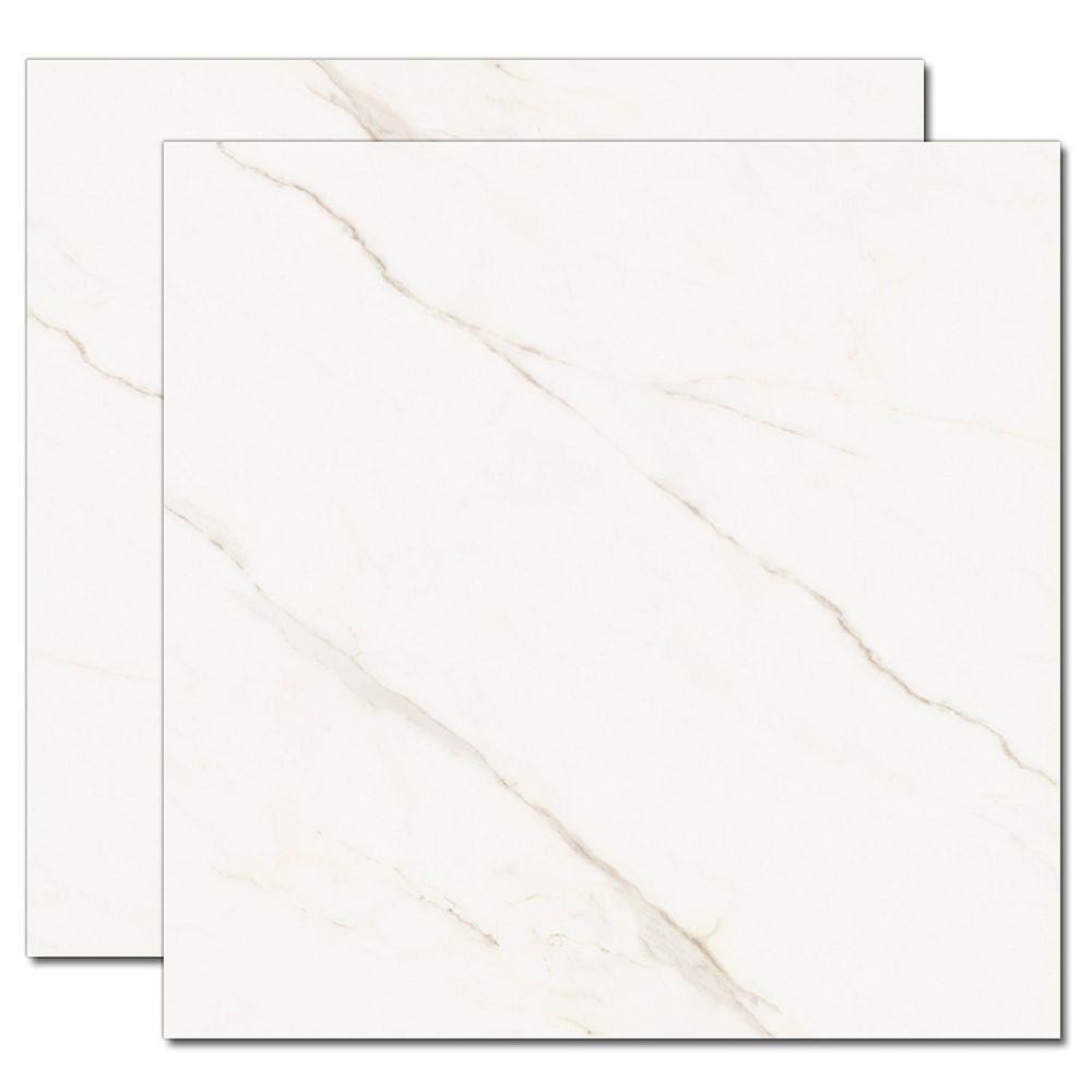 Porcelanato Polido Covelano 90x90cm Caixa 1,54m² Retificado Branco Cecrisa