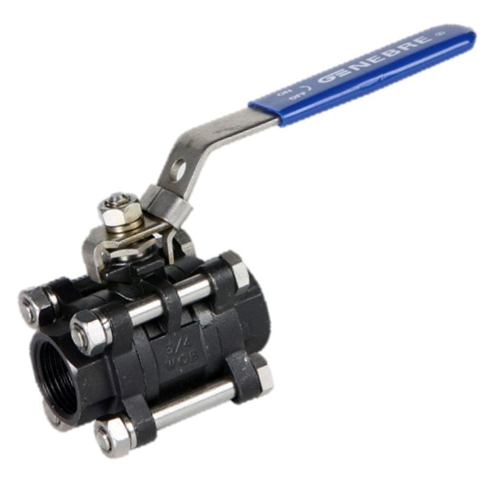 Válvula Esfera 1&quot; Tripartida Fxf Bsp Aço Carbono Pn 63 180°C Bsp Din 2999 Com Cadeado