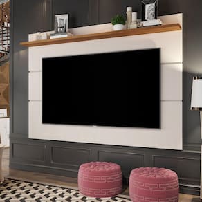 Painel Suspenso para TVs Até 72 Polegadas - Germai Vivare 1,80 - Off White/Freijó