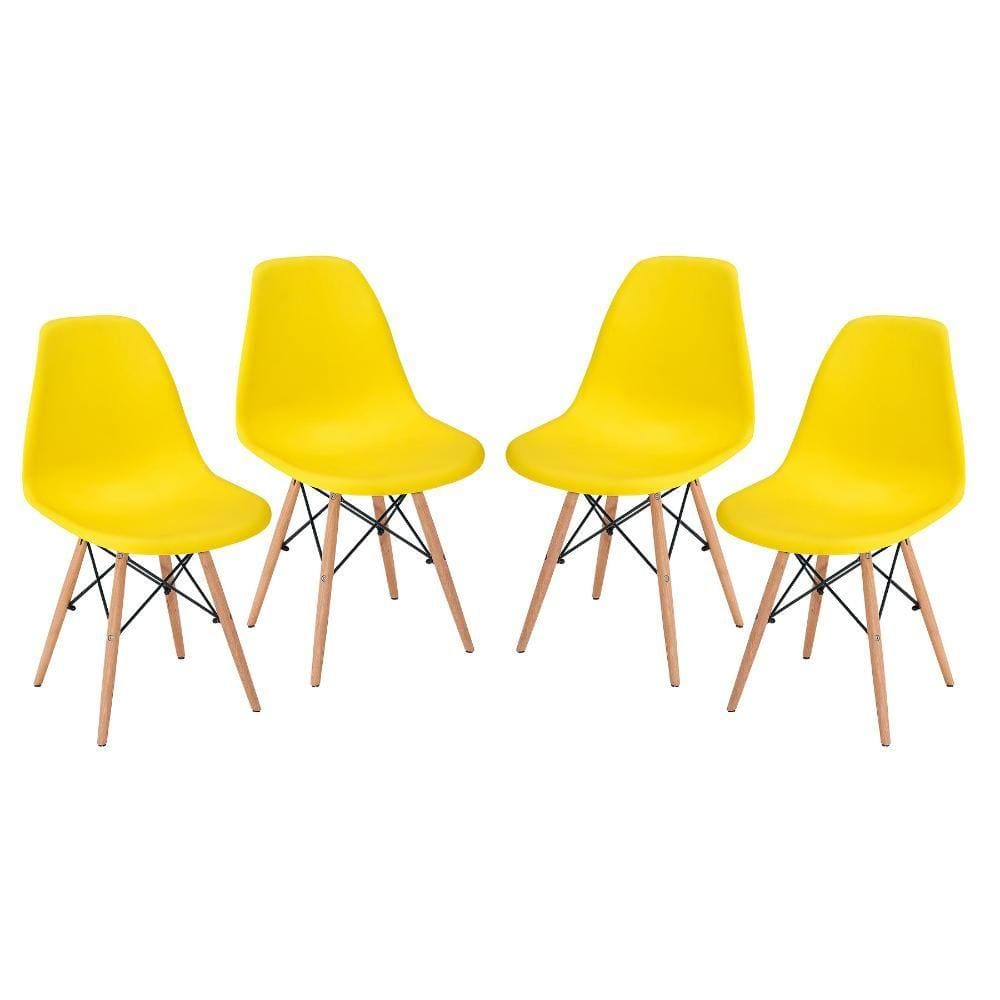 Conjunto 4 Cadeiras Eames Eiffel - Amarela