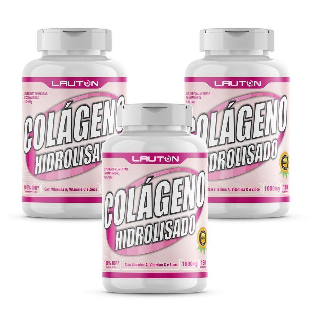 Colageno Hidrolisado Premium - Kit 3 Potes De 180 Tabletes