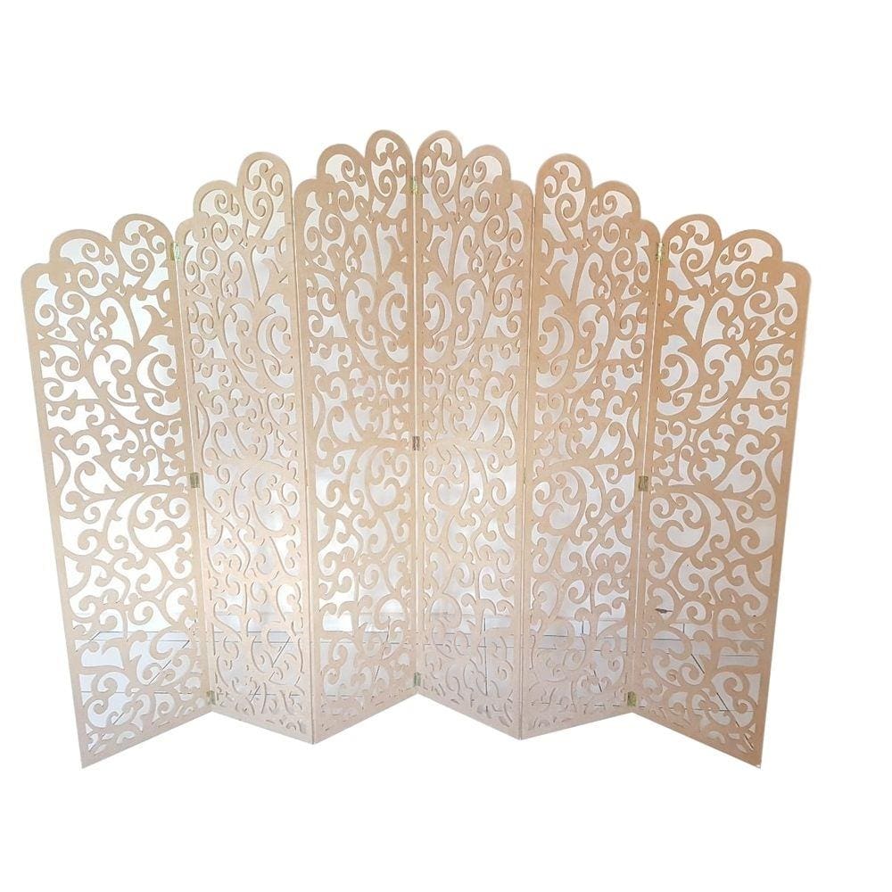 Biombo 6 Folhas 258X180cm Mdf Modelo 21 Cru Vazado