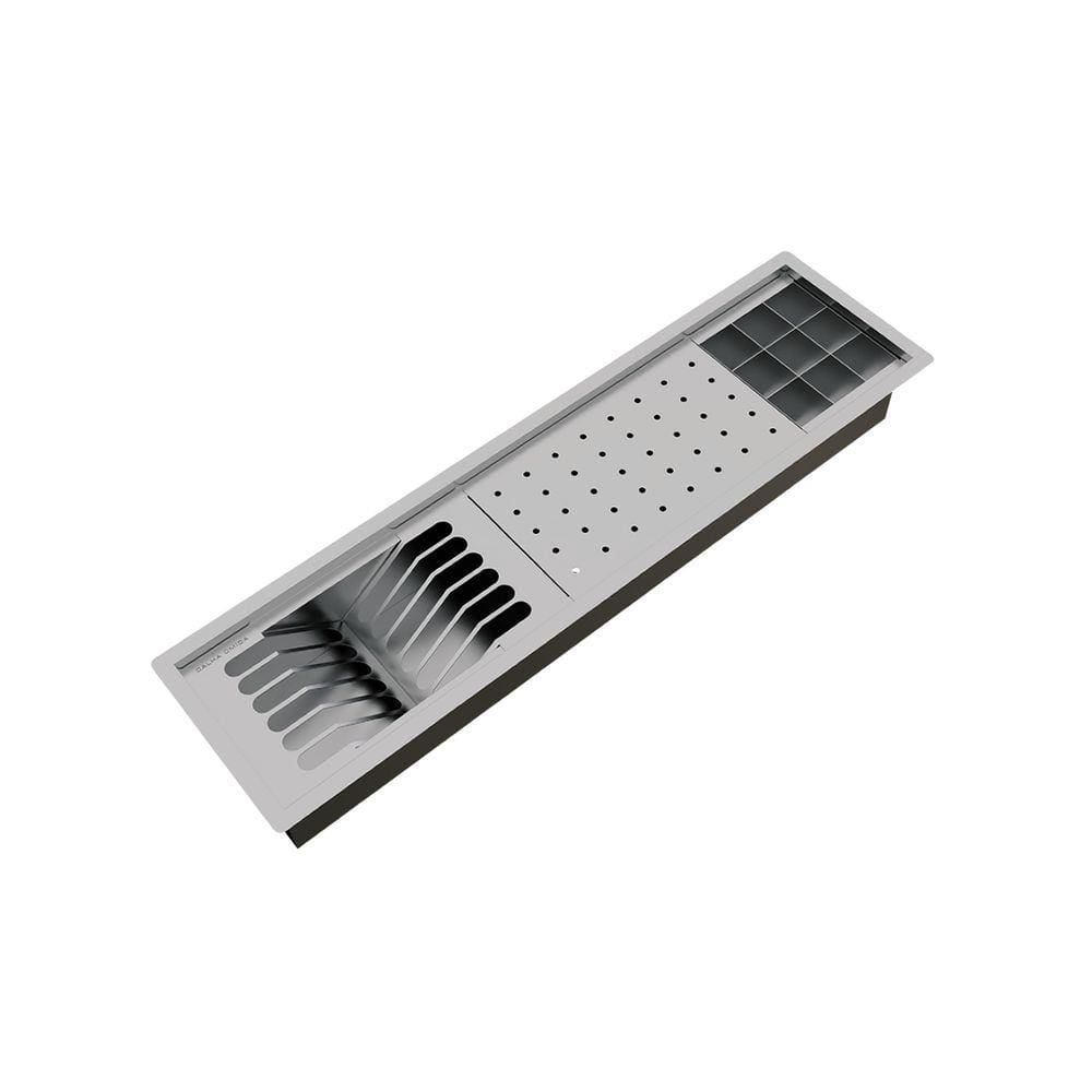 Calha Úmida Canal Equipado Inox Escorredor Louça Embutido