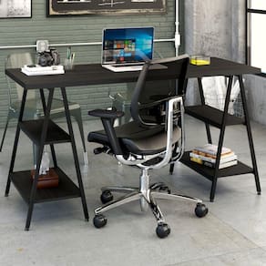 Mesa Para Escritório Kuadra 4 Prateleiras ônix - Compace