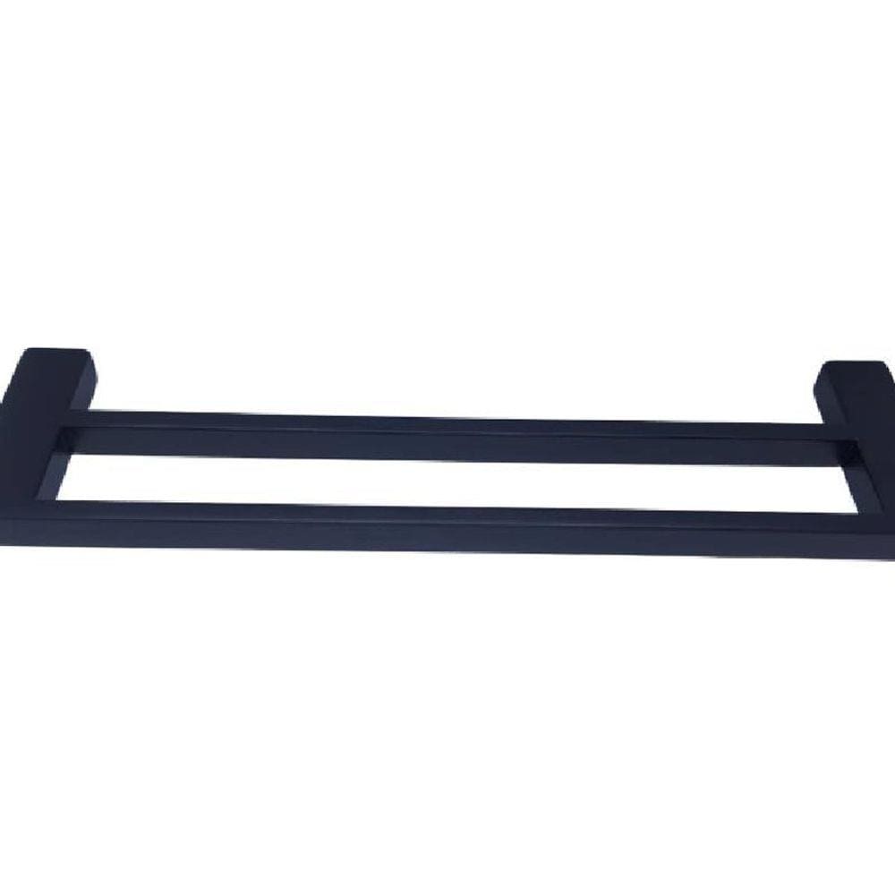 Porta Toalha De Parede Guriri Duplo 40Cm Preto Inox