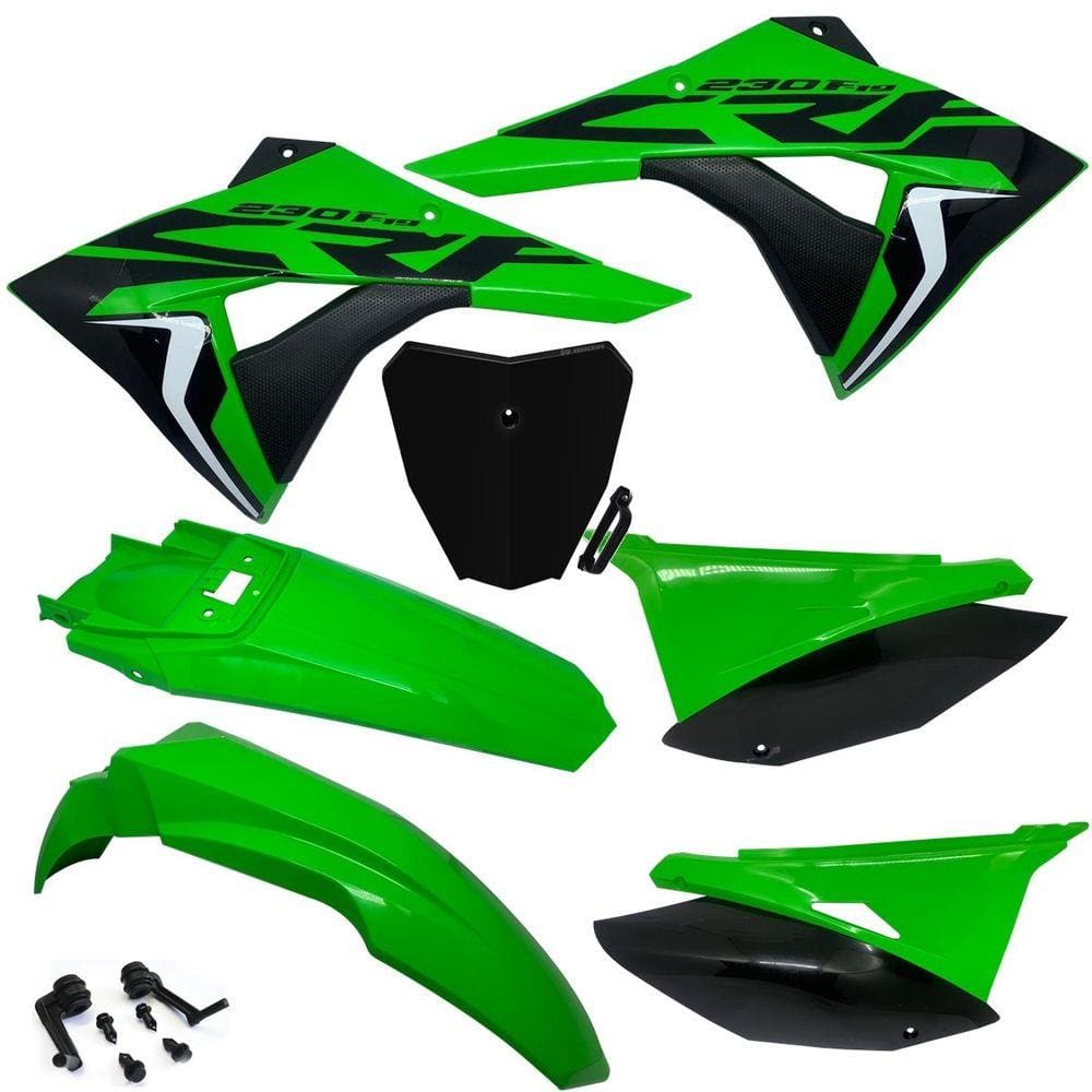 Kit Plástico Crf 230 Biker Next Com Number Plate e Adesivos