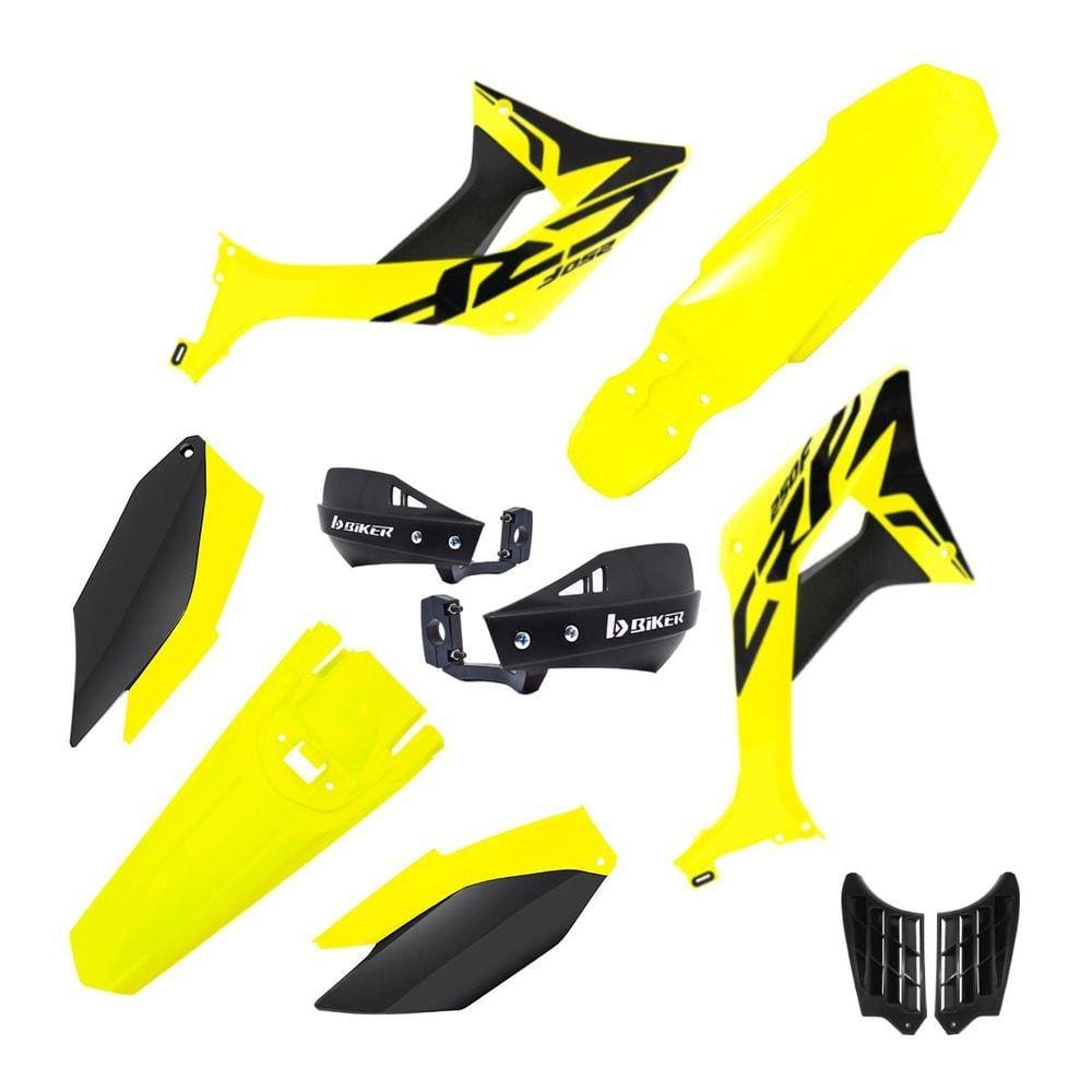 Kit Plástico Biker Evo Crf 250f Com Adesivos + Protetor De Mão Biker