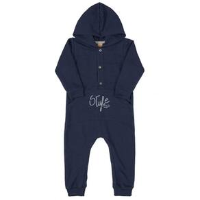 Macacão Bebê em Moletom com Capuz Marinho Up Baby