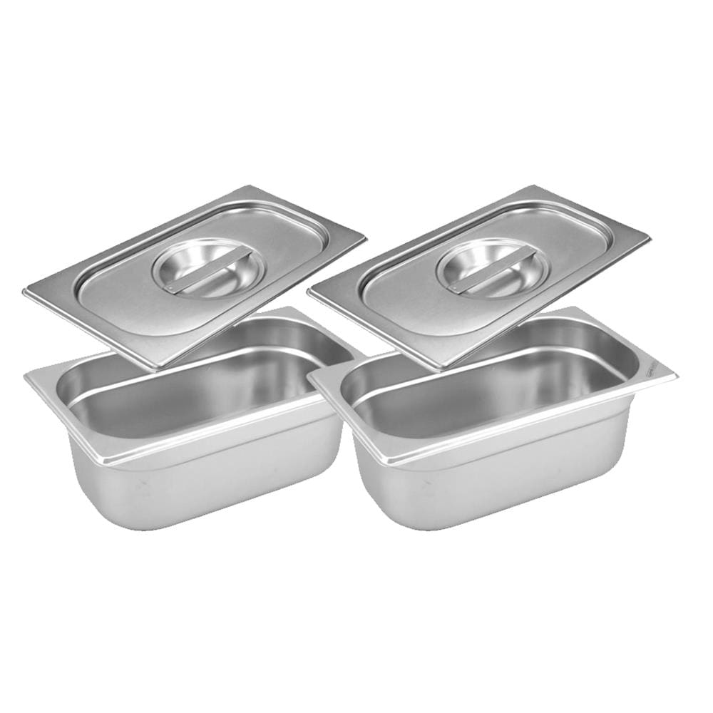 Conj 2 Cuba Gastronômica Inox GN 1/9x65 mm 0,67 L sem alça COM TAMPA