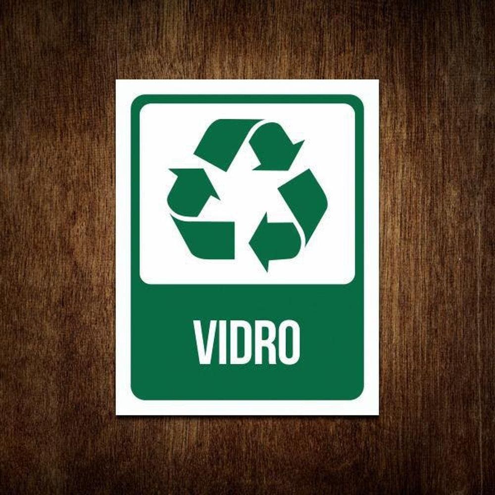 Placa De Sinalização Advertência - Lixo Vidro 27X35