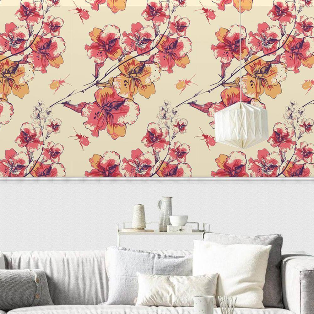 Papel De Parede Adesivo Vinílico Lavável Floral 0078