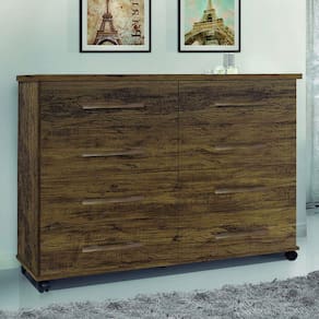 Cômoda 8 Gavetas com Rodízios Jade Móveis Primus Amêndoa Wood
