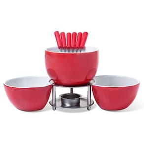 Aparelho De Fondue Cerâmico 10 Peças Vermelho Brinox