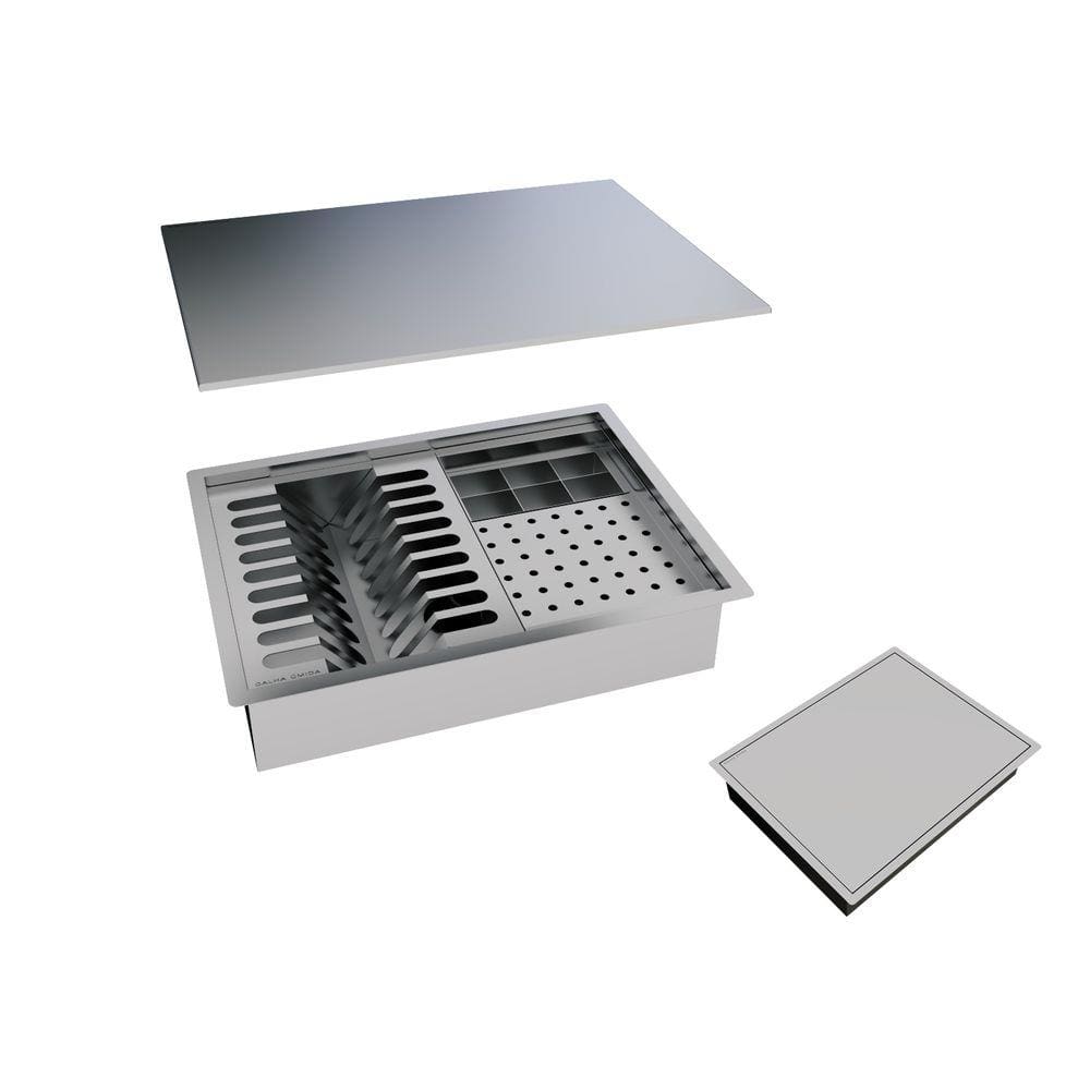 Calha Úmida Canal Equipado Escorredor Louça Inox Embutido