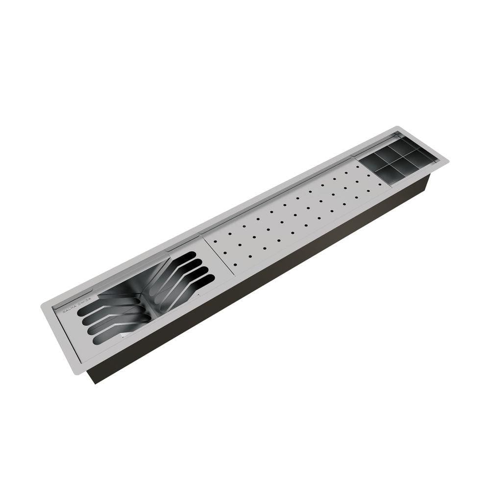Calha Úmida Cozinha Canal Equipado Inox Escorredor Louça