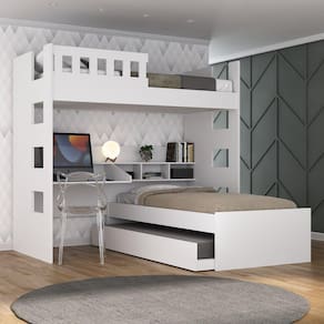 Treliche Solteiro com Escrivaninha Foscarini Branco