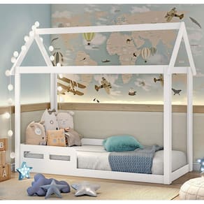 Cama Casinha Montessoriano Infantil Analu Branco Fosco Carolina Baby