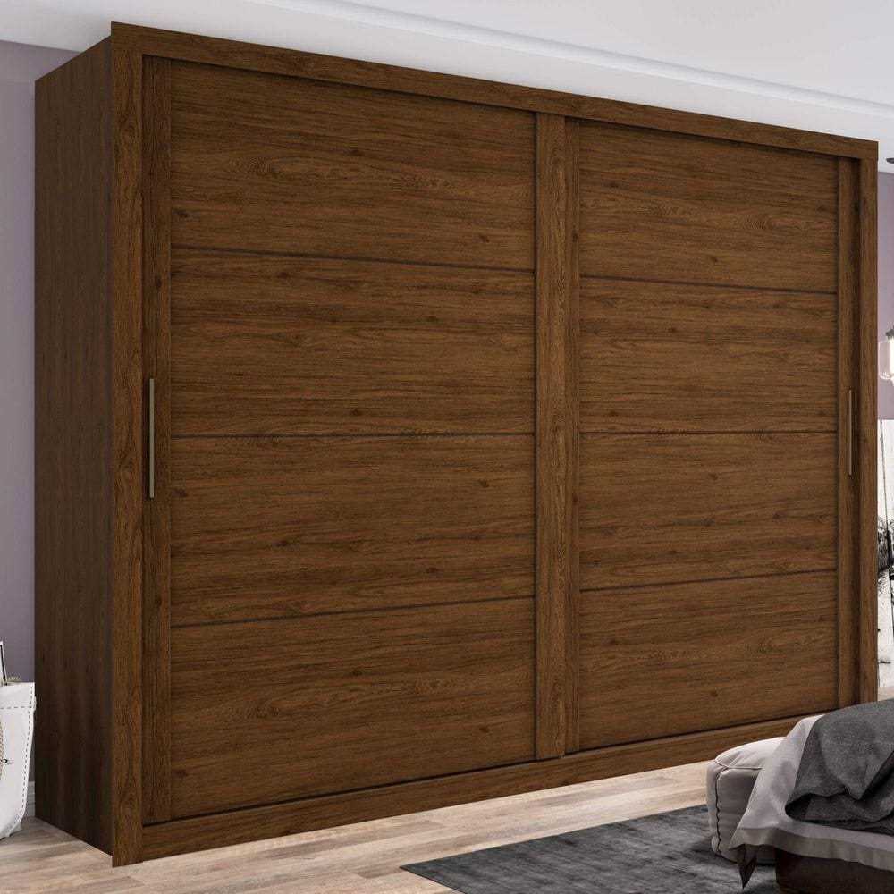 Guarda Roupa Casal 2 Portas Deslizantes Snow Espresso Móveis Castanho