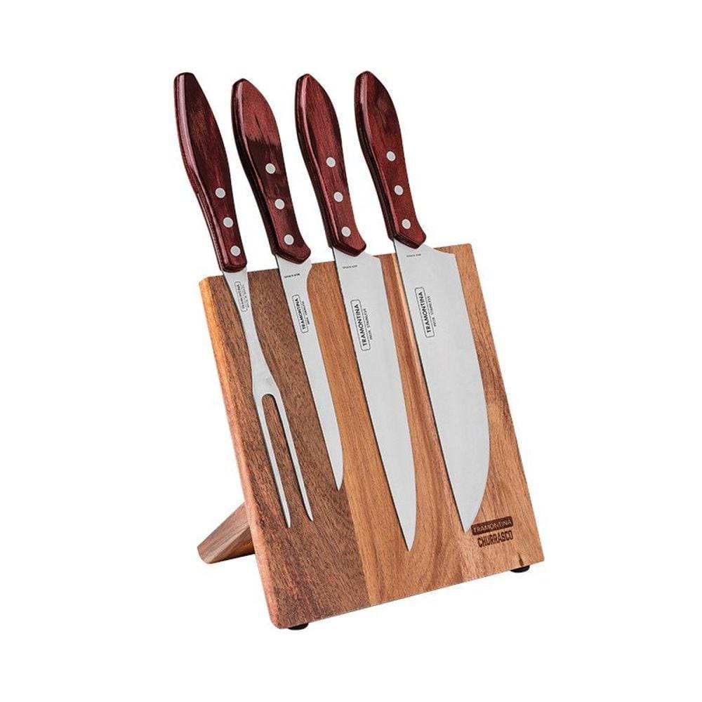 Kit Churrasco 5 Peças Tramontina 21198781 Suporte Magnético Vermelho