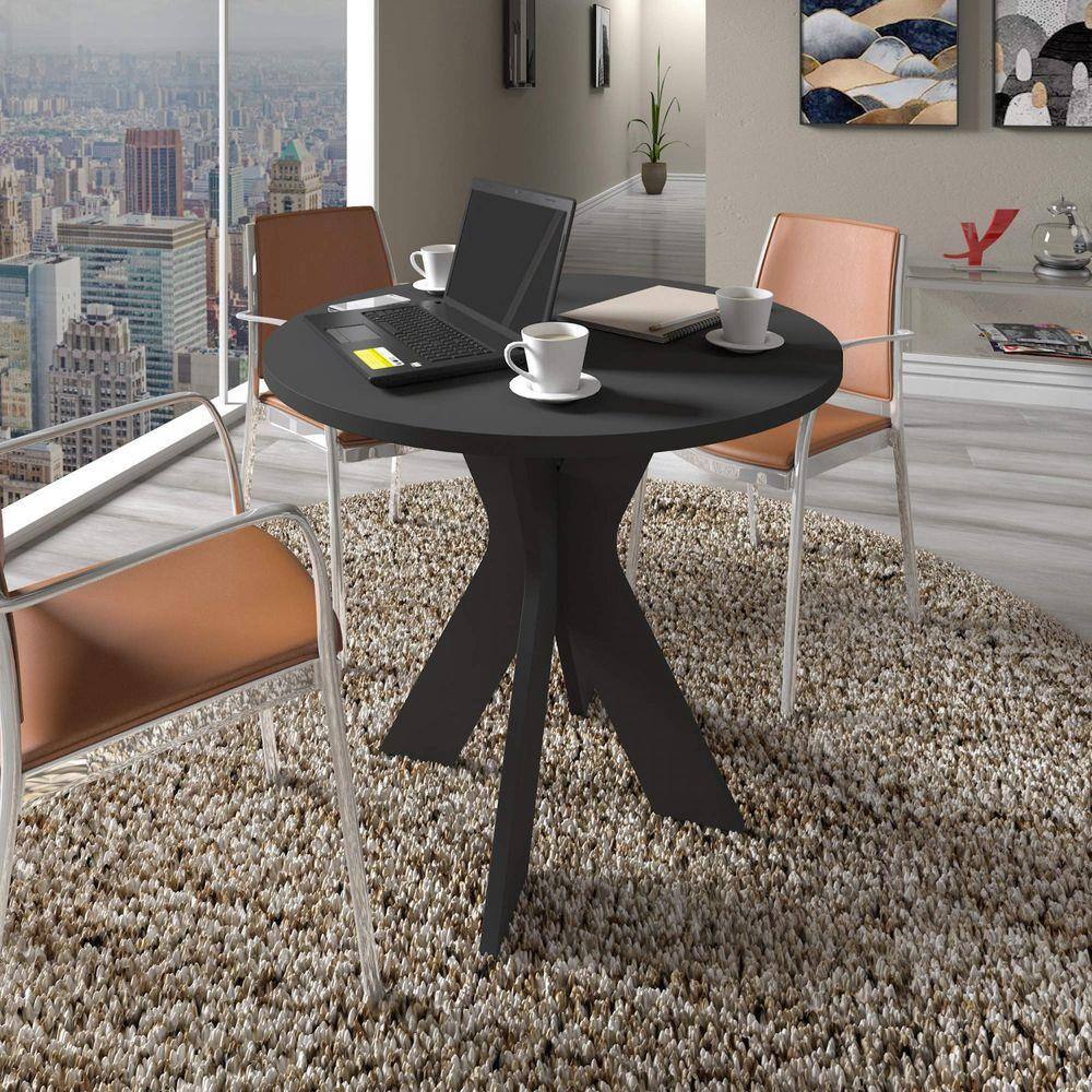 Mesa de Escritório Redonda para Reuniões Mariana Espresso Móveis Preto