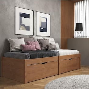 Cama Solteiro 2 Gavetas Madeira Maciça Beauty Inter Link Amendoa