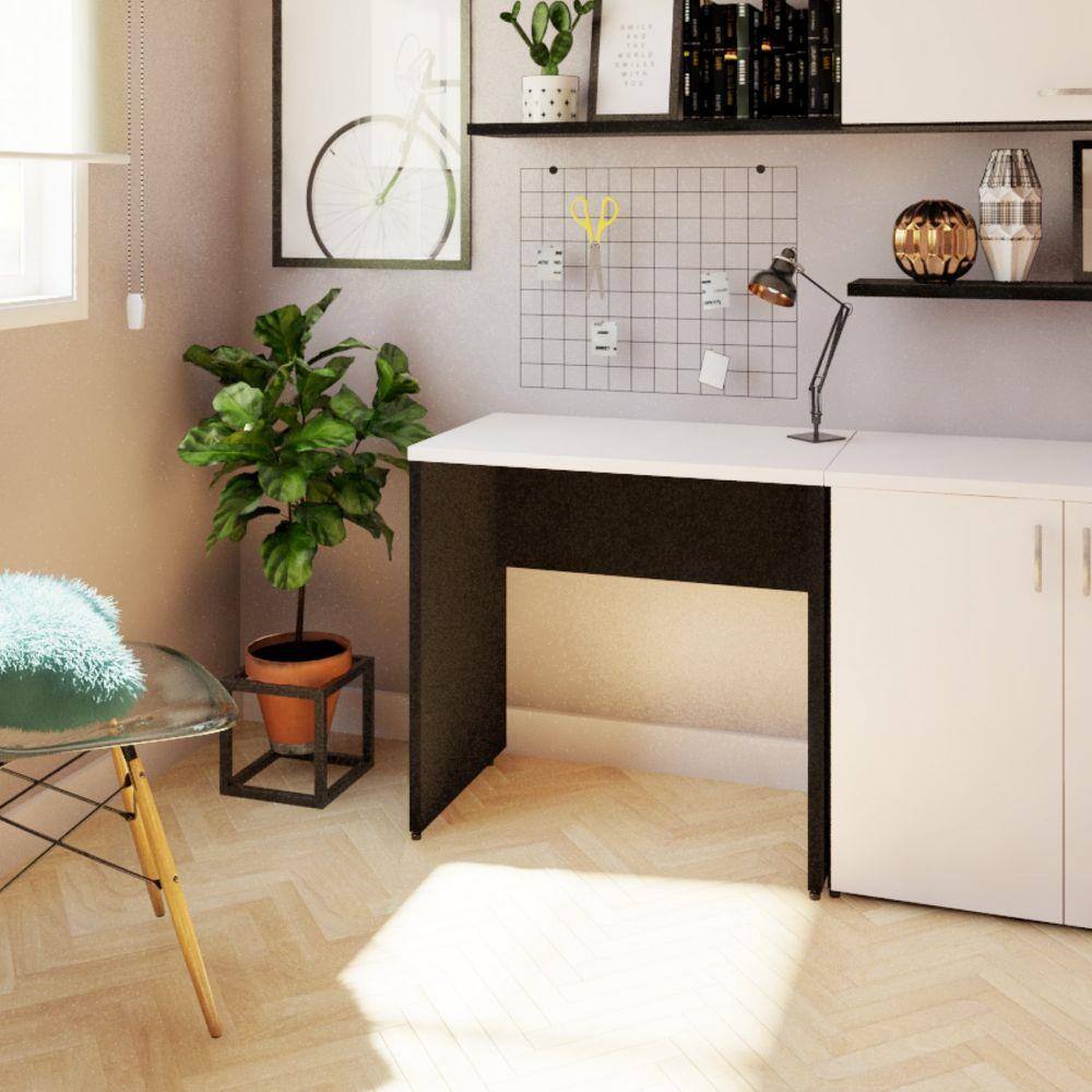 Mesa Reta Corp 25mm 110 cm Bramov Móveis Preto/Branco