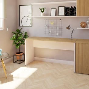 Mesa Reta Corp 25mm 120 cm Bramov Móveis Branco/Carvalho Mel