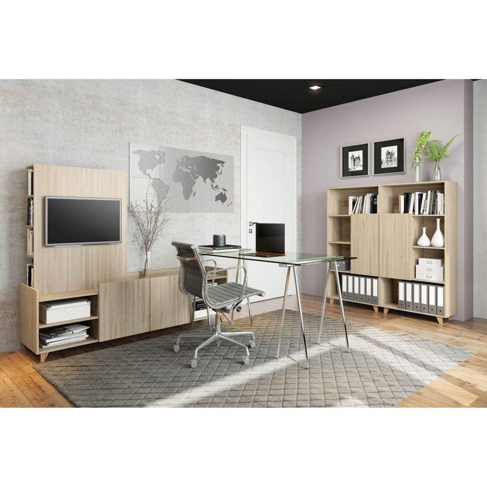 Conjunto para Escritório 4 Peças com Rack, Painel e Estantes Be Mobiliário Aveiro/Aveiro