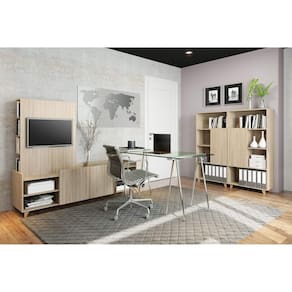 Conjunto para Escritório 4 Peças com Rack, Painel e Estantes Be Mobiliário Aveiro/Aveiro