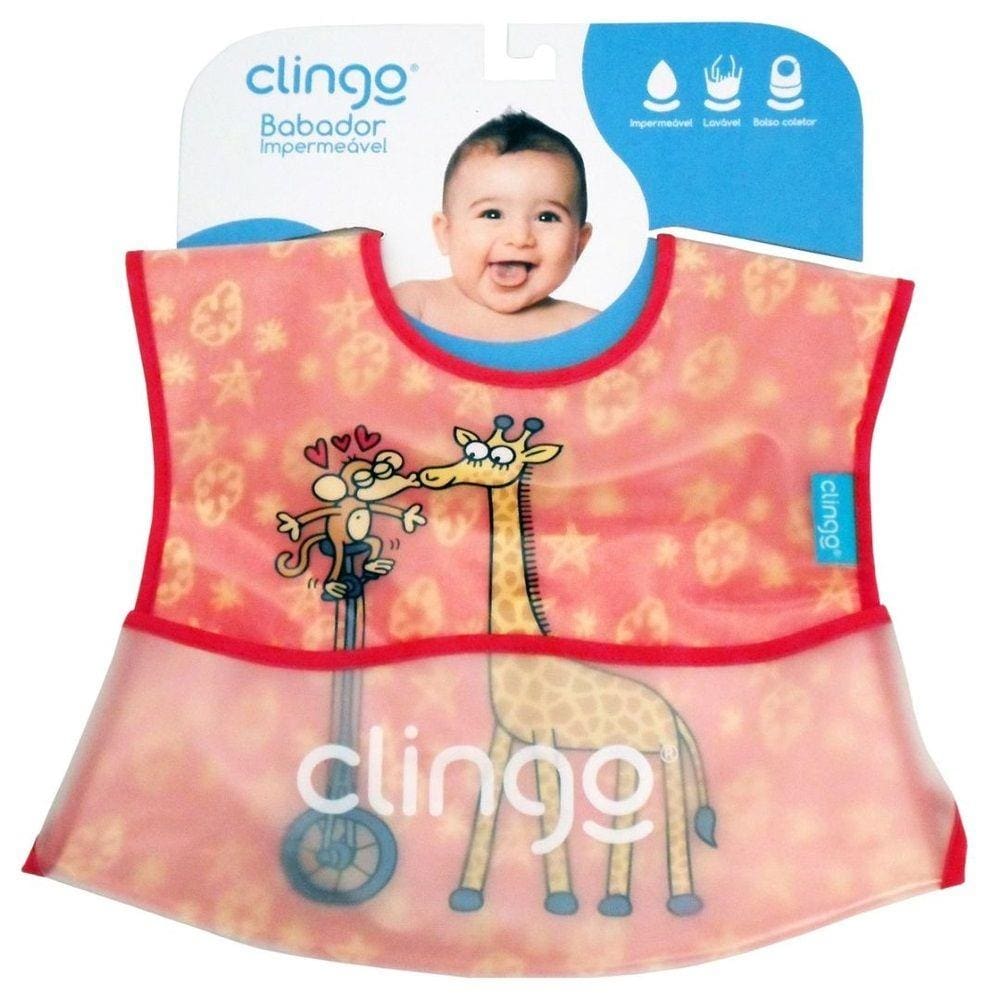 Babador Impermeável Girafas e Macaquinhos Clingo C0161 Brasb