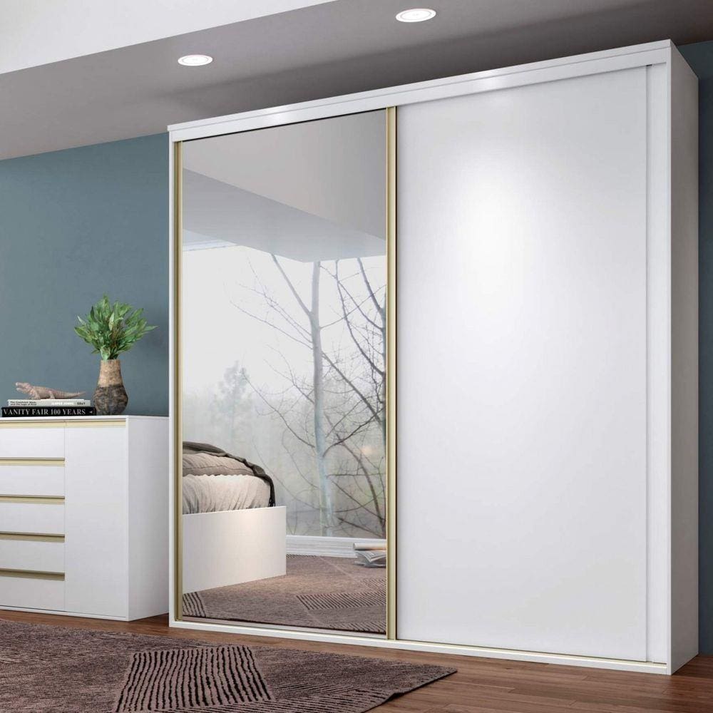 Guarda Roupa Casal 2 Portas de Correr com Espelho Magnific Espresso Móveis