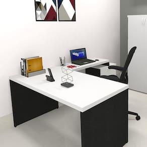 Mesa Reta Natus 40mm 110 cm 60 cm Bramov Móveis Preto/Branco