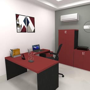 Mesa Reta Natus 40mm 150 Bramov Móveis Preto/Vermelho