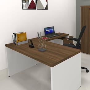 Mesa Reta Natus 40mm 110 cm 60 cm Bramov Móveis Branco/Ameixa Negra