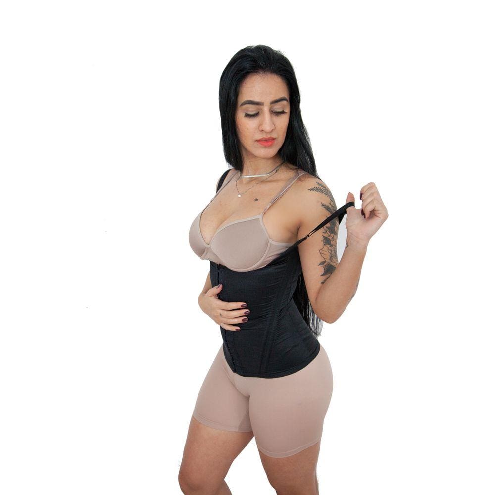 Cinta Modeladora 8 Barbatanas Colete Com Alça Para Postura (Modelo 04)