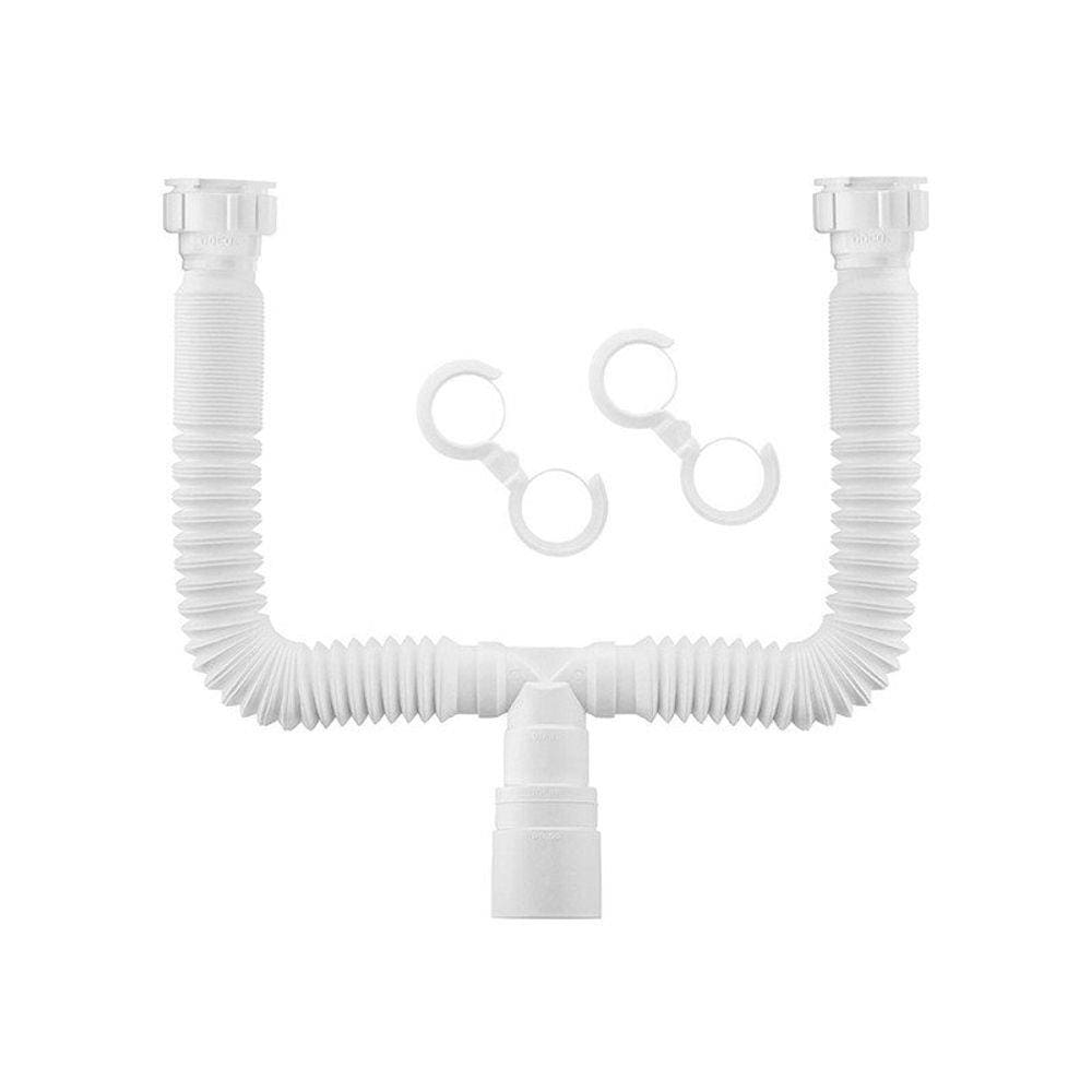Sifão Duplo Sanfonado Extensível Docol 1231826 72cm Branco Universal
