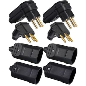 2 Plug Macho 3 Pinos 10a 90 Graus + 2 Plug Macho 3 Pinos 20a 90 Graus + 2 Tomada Femea 3 Pinos 20a + 2 Tomada Femea 3 Pinos 10a Preto
