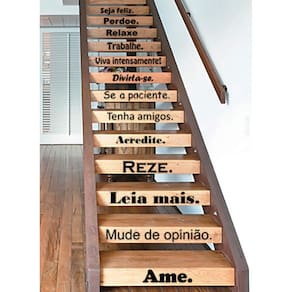 Adesivo Decorativo Ideal Para Para Escada Frase Seja Feliz
