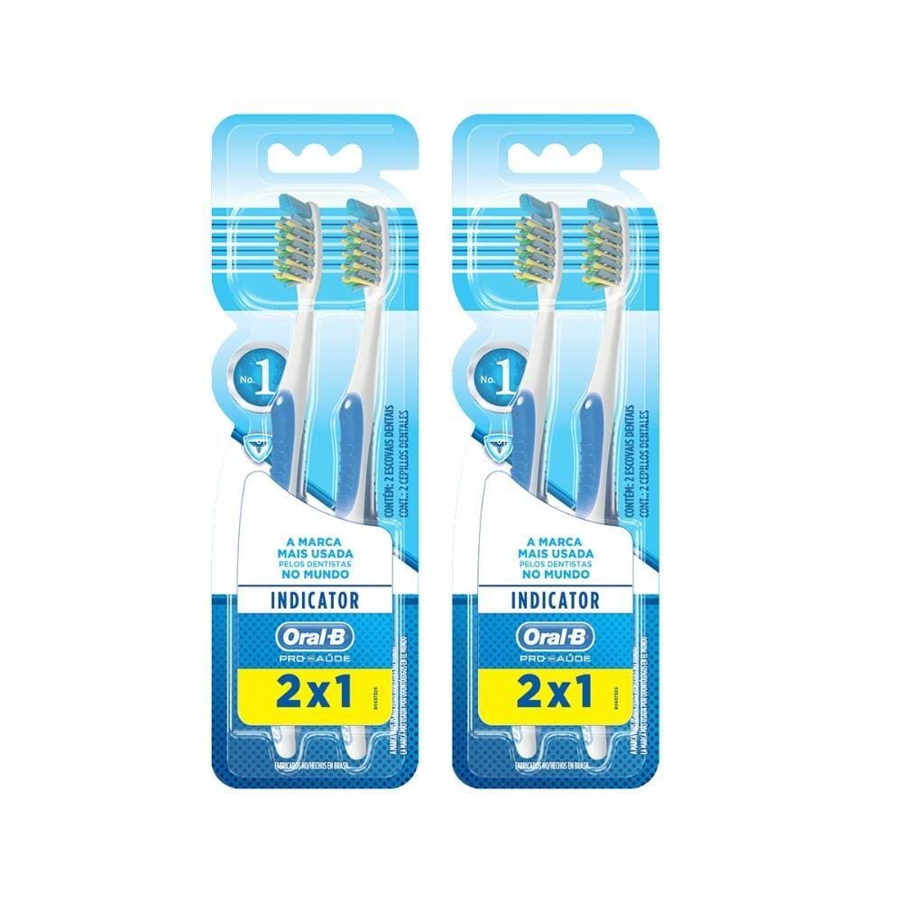 Kit Escova Dental Oral-B Indicator Plus 40 com 4 unidades