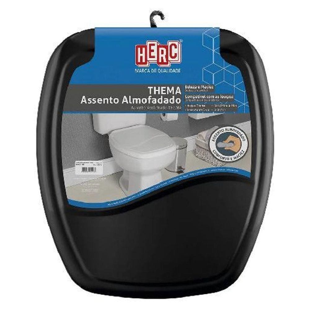 Tampa De Vaso Sanitário Thema Incepa Preto Almofadado