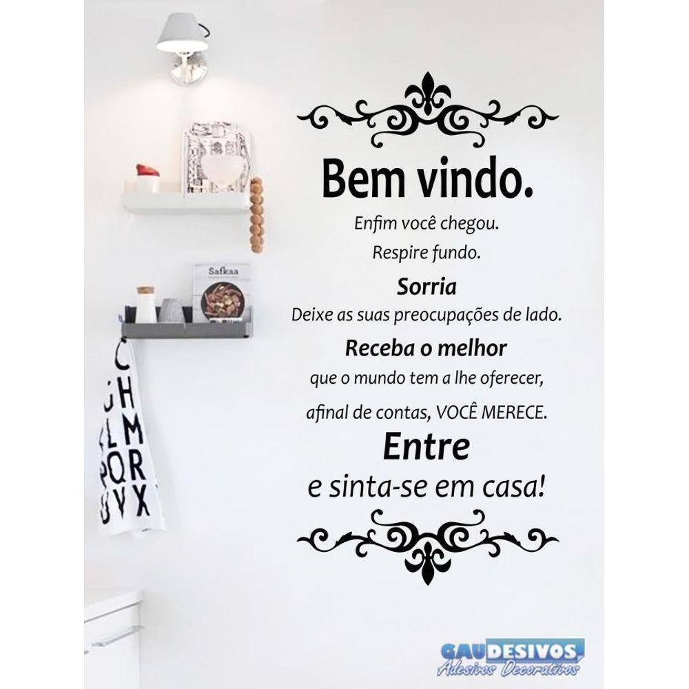 Adesivo Decorativo de Parede Frase Bem Vindo Entrada de casa