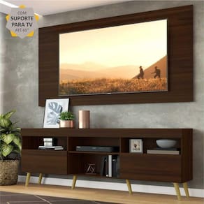 Rack c/ Painel e Suporte p/ TV 65" e Pés Retrô Flórida Multimóveis Duna/Natural