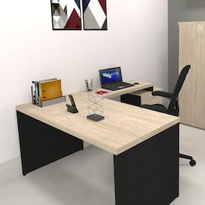 Mesa Reta Natus 40mm 90 cm 60 cm Bramov Móveis Preto/Geneve