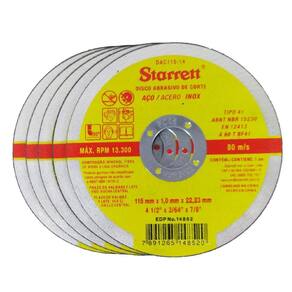 Disco de Corte Fino 4.1/2 X 1.0mm DAC115-14 -Starret 50 Unidades