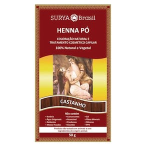 Surya Brasil Henna Pó Coloração Natural Cor Castanho - 50g