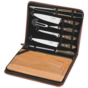 Jogo Kit Para Churrasco Inox Tramontina 8 Peças Polywood
