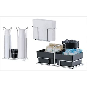 Kit mesa 3 peças branco Future porta copo descartavel suporte guardanapo sache açucar chá cafe mexedor