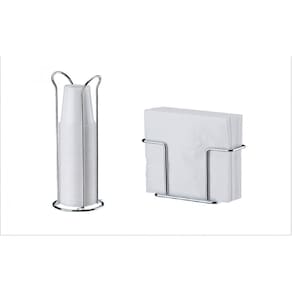 Kit mesa 2 peças Inox Future porta copo suporte guardanapo