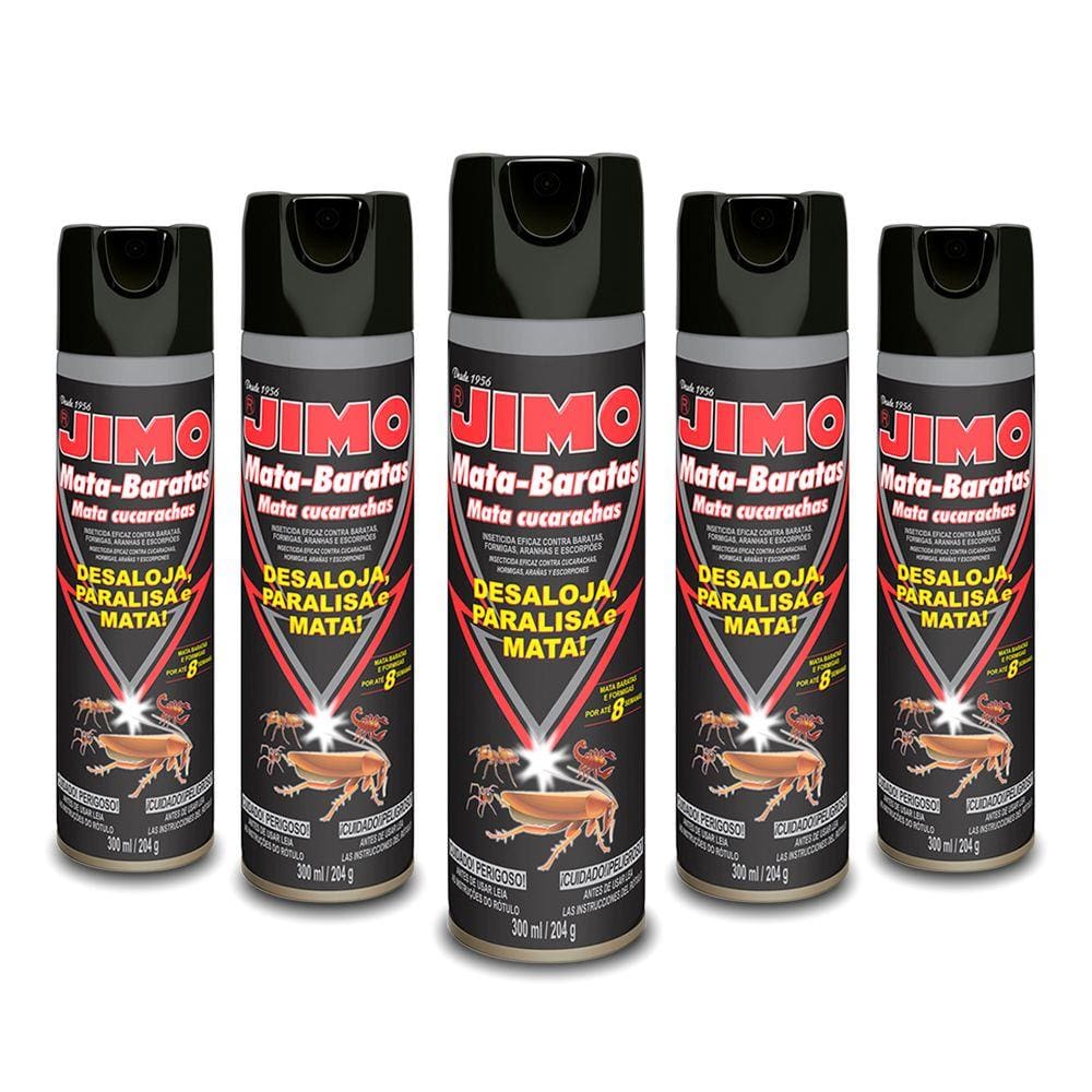 Kit com 5 Dedetizadores JIMO Anti Baratas Spray 300ml